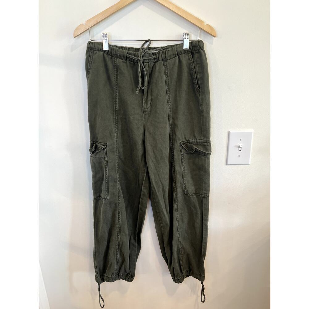 Kensie Jeans Parachute Green Cargo Jogger Drawstring Waist Utility Size 4/27